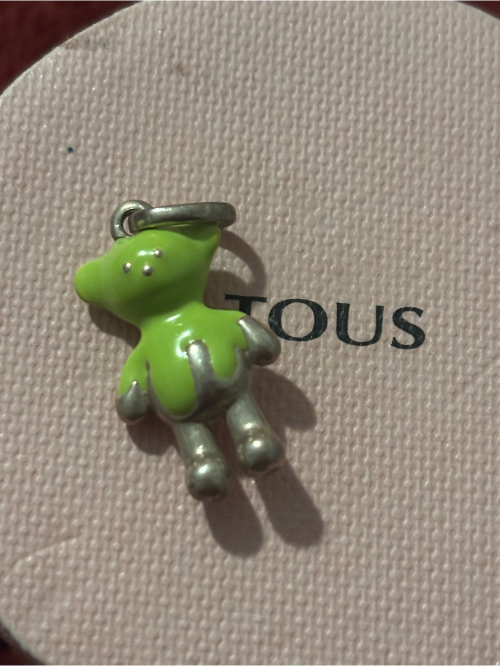 TOUS Lime Green Enamel Bear Charm with Silver Accents